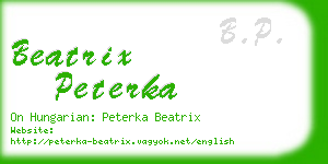 beatrix peterka business card
